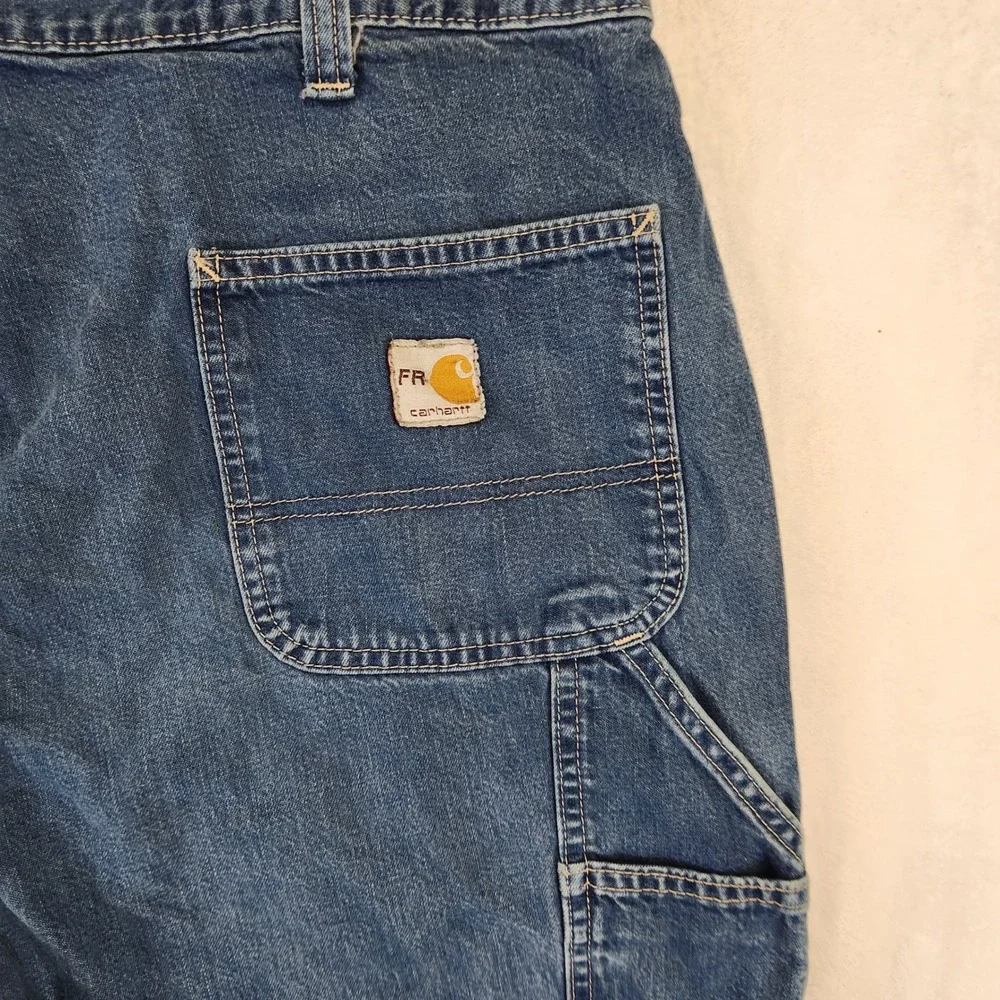 Carhartt FR Men's Blue Denim Carpenter Pants Flame Resistant Workwear Size 40x34